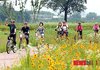 꽃길 속 자전거 주행 연습