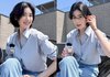 “이렇게 하얗고 예뻤어?” 172cm 큰 키에 투명 피부 여배우, 청량 셔츠 데님룩
