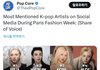파리 패션 위크 가장 많이 언급된 K-POP 가수