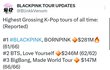 역대 케이팝 월드투어 매출 TOP 3 - 블핑 방탄 빅뱅