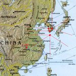 극동아시아 지도와 f-15k의 작전능력