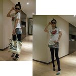 려원 <b>네츄럴</b>란 이미지를 살려주는 티셔츠와 가방!