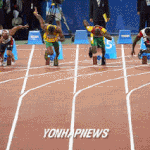 게이틀린, 남자 100ｍ <b>우승</b>