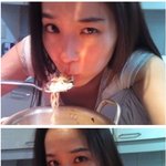 <b>유진</b> 라면에 밥말아먹으며 셀카 ㅋㅋ