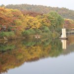 용인민속촌 <b>하천</b>의 단풍과 돛단배