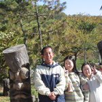 <b>여주</b> 주록마을 농촌체험하고 난후 마당의 못난이 장승앞에서