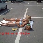 주차장을 <b>해변</b>처럼 사용하는..