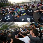 경찰진압사진  평화시위에 경찰은 <b>헬멧</b>에 방패에 곤봉무장 백골단