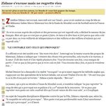 지단 프랑스tv 인터뷰 캡쳐 ; 내 행동을 후회하진 않는다