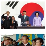 노무현 前-이명박 現 대통령 <b>경례</b>하는모습 비교사진..역시;;