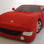 <b>털실</b>로 짠 실물크기 페라리