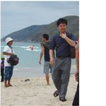 구렁이와 기념촬영 하기? 해남도 <b>해수</b>욕장