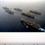 6척의 미해군 강습상륙함이 북아라비아만에서 항진하는 장관