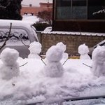 친구차위에 눈사람을 만들었어요(사진有)