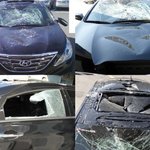 yf쏘나타 차주인이  불만에 돌로 내리쳐...