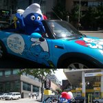 강남대로에 스머프들 <b>출현</b>, 영화홍보인가???