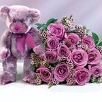 장미꽃<b>다발</b>과 회분홍 곰인형^^