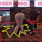 햄버거 <b>가게</b><b>앞</b>에서