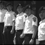 학군단 단체로찍은 흑백사진