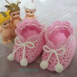 [핸드메이드] (코<b>바늘</b>뜨기) 애기 분홍덧신