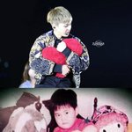 [시우민] 민석이 <b>쿠션</b>안고 있는겈ㅋㅋㅋ어릴때 같앸ㅋㅋ