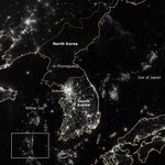 인공<b>위성</b>으로 찍은 반도의 저녁