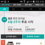[EXO] 메런 투표 1분에 거의 100표씩 차이줄어드네?