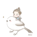 [시우민] 이쁜 <b>뱁새</b> 타고 날아가는 시우민-애셔님 팬아트