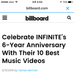 [인피니트] 빌보드가 6주년 기념 뮤비 베스트10 또 해쥼