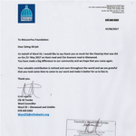 남아프리카공화국 더반 시의원, 위러브유 장길자회장님께 보내온 감...