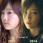 태연 얼굴 변화 2007vs2016 (++추추가)