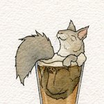 잔 속 귀여운 동물 <b>수채화</b>