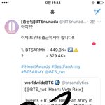 [방탄소년단] 하트 추이 (격차 좁혀지는 중)