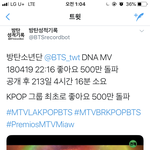 [방탄소년단] 드나 좋아요 오백만!!! 케이팝그룹 <b>최초</b>!!!!