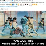 [방탄자료실] 전세계 가장 많은 좋아요 <b>획득</b> (24시간동안)