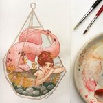 물감으로 슥슥 그려낸 <b>인어</b>들