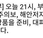 부산,전남 <b>해일</b>주의보 긴급속보 실검1위