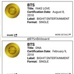 [방탄소년단] 펙둥이 RIAA 골드인증서 받았다