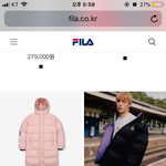 <b>휠라</b> 롱패딩 핑크 화이트 추반좀