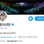방탄 <b>팔</b>로워 1800만 찍었어