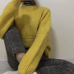 [옷코디] <b>노란색</b> 니트에 와이드팬츠