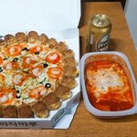 만든건 아니지만 떡볶이랑 <b>피자</b>요 ㅎㅎ