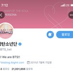 [방탄소년단] 짹 팔로워 21M<b>돌파</b>