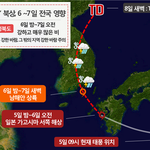 8호 태풍 프란시스코 내일 우리나라 전역 정면 관통