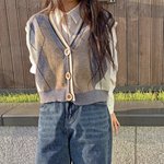 야야야양 이 니트<b>조끼</b>가디건 추반 해조
