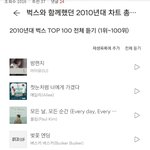 <b>벅스</b> 2010년대 연대별 차트 노래 순위
