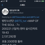 방탄 2시간도 안되서 <b>초동</b> 1위
