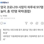영국 코로나19 사망자 하루새 917명 늘어..총 1만명 <b>육박</b>