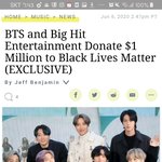 방탄소년단 100만 <b>달러</b> 기부,한화 12억천만 원