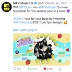 [방탄소년단] 엠t브이 u케이 썸머슈퍼스타 퉆에 노미됨